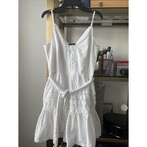 Paige Womens Cotton Blend Embroidered V-Neck Sleeveless Mini Dress White Size S